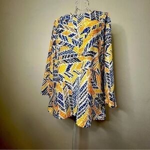 Ruby Rd. blue/yellow/white abstract tunic. Sz M. Preowned. EUC.
